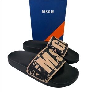 MSGM Men’s Black White Slide Sandals Size 7 $135.